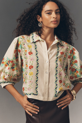 Hope for Flowers by Tracy Reese Tuck Sleeve Buttondown Shirt
