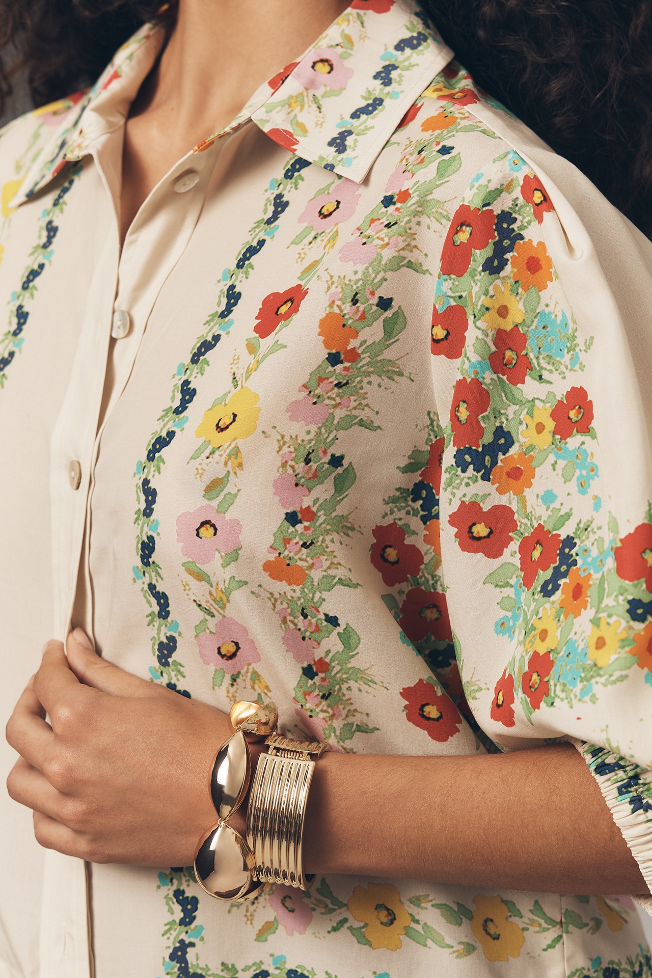 Hope for Flowers by Tracy Reese Tuck Sleeve Buttondown Shirt