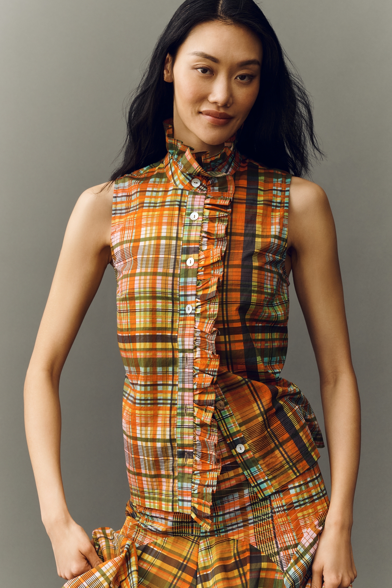 Hope for Flowers by Tracy Reese Sleeveless Ruffled High-Neck Top