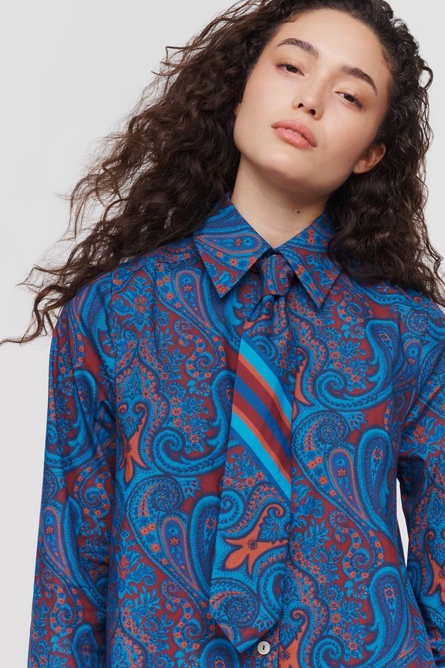 Hope for Flowers by Tracy Reese Windsor 100% Cotton Tie Shirt #1