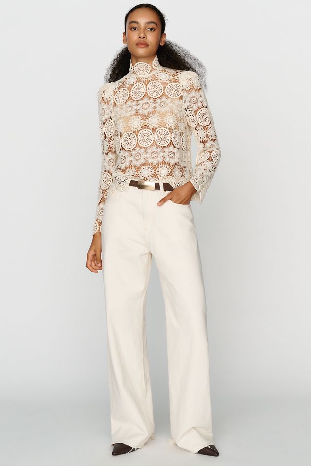 Hope For Flowers by Tracy Reese 100% Cotton Lace Blouse #3