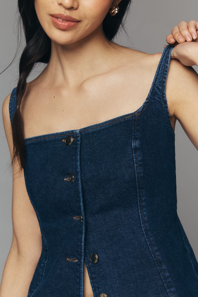 Good American Denim Button-Front Top #1