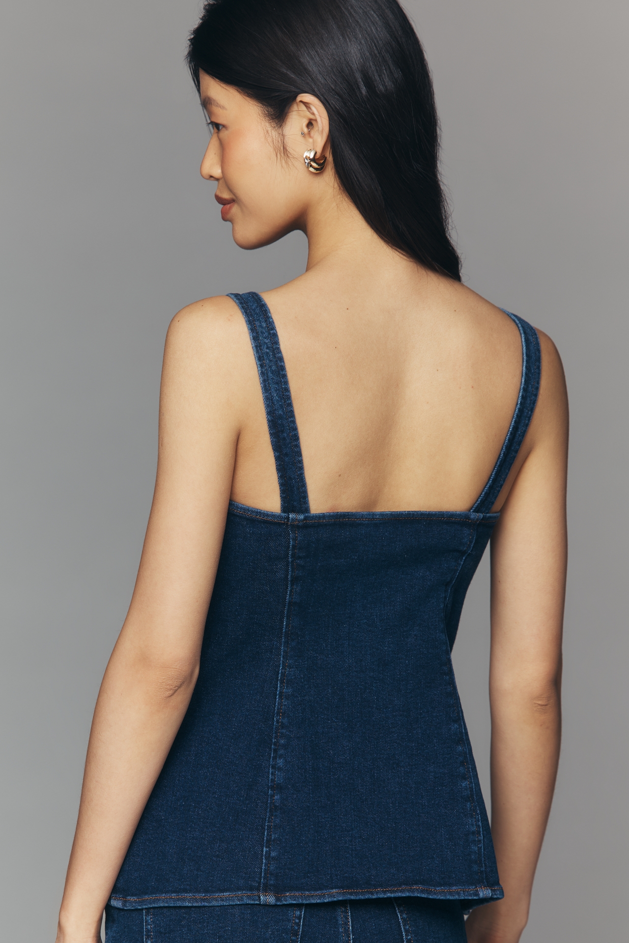 Good American Denim Button-Front Top