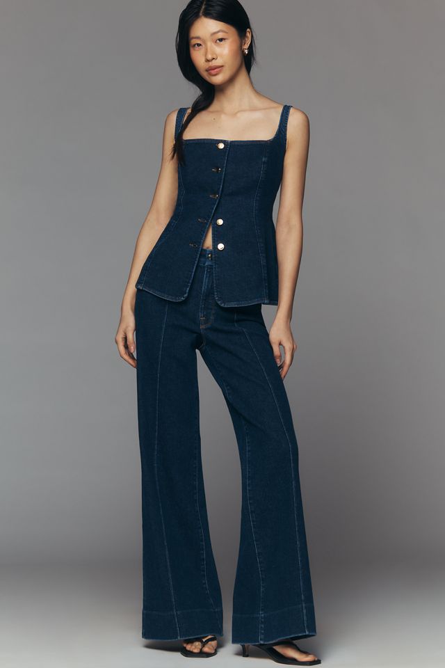Good American Denim Button-Front Top #3