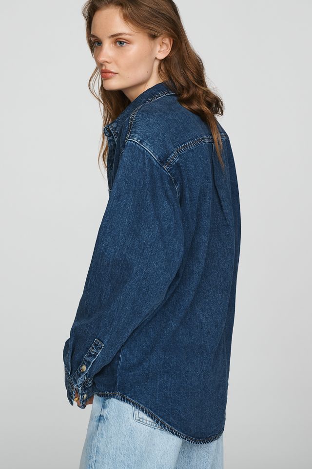 Good American The Denim 100% Cotton Oversized Shirt #1