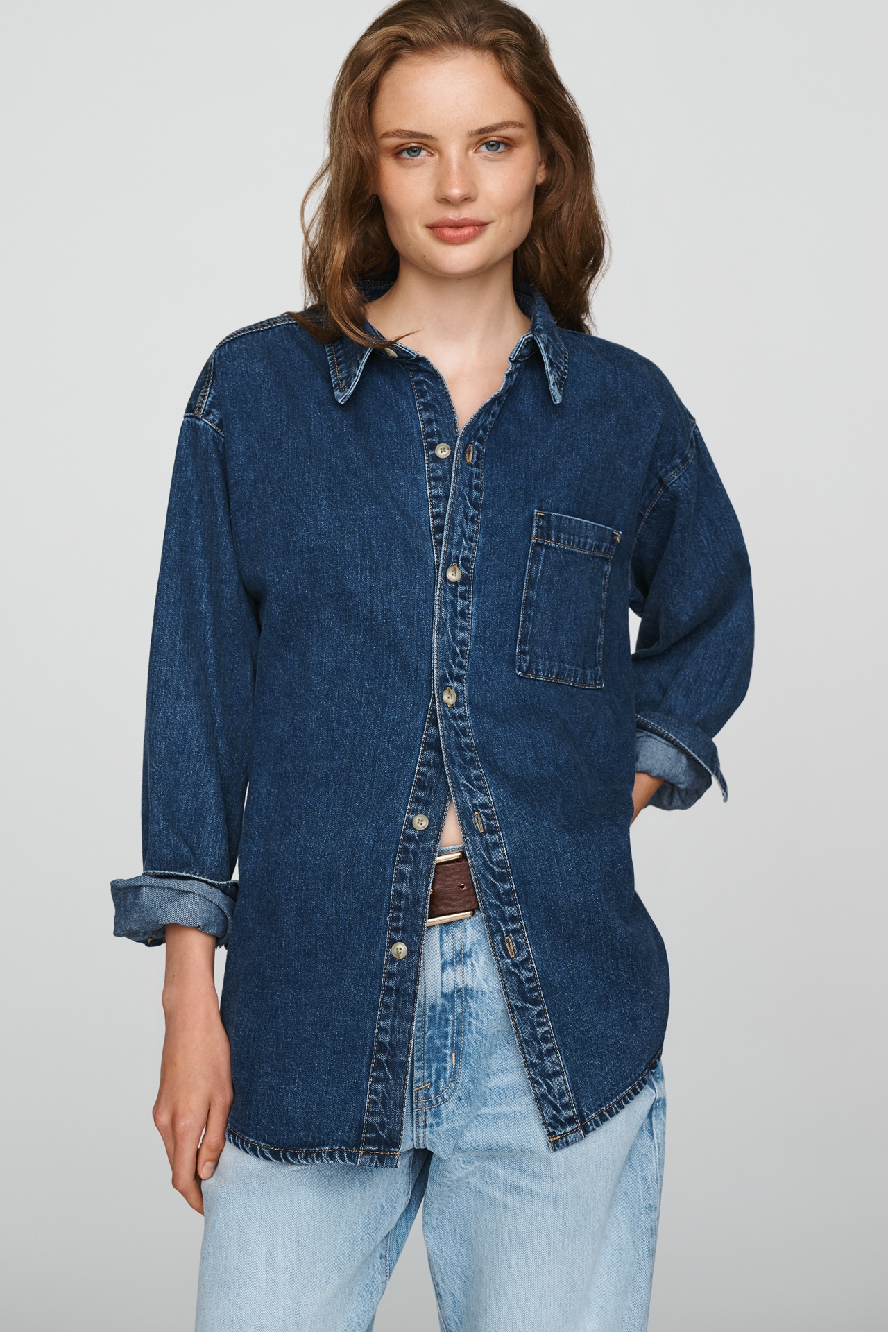 Good American The Denim 100% Cotton Oversized Shirt