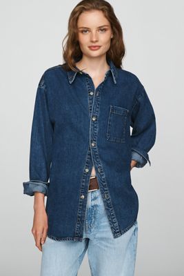 Good American The Denim 100% Cotton Oversized Shirt