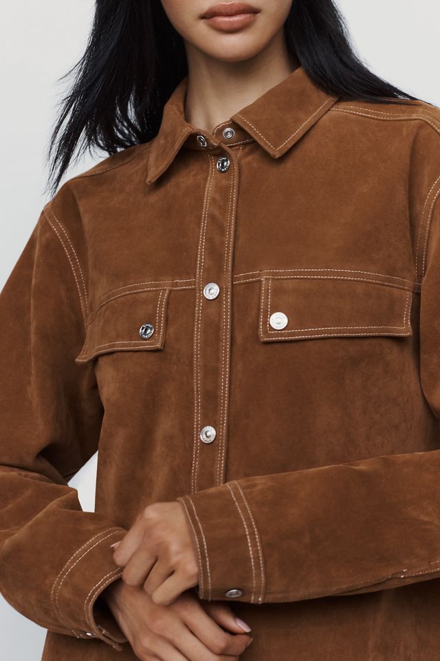 Good American Faux Suede Buttondown Shirt #2