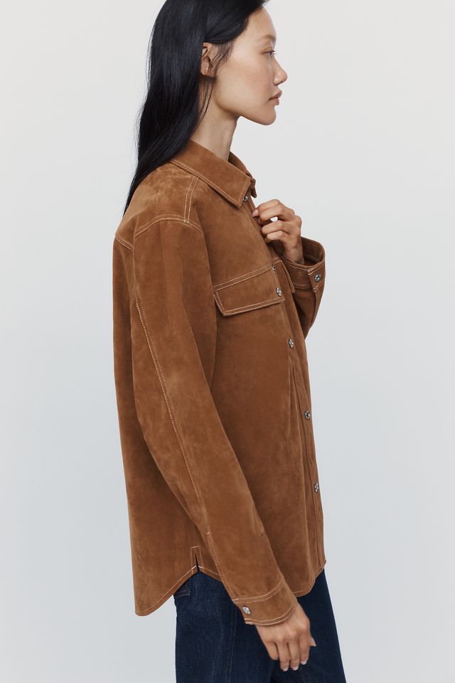 Good American Faux Suede Buttondown Shirt #3