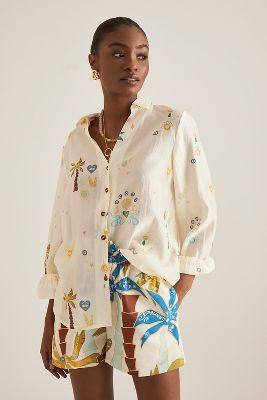 Miley Charm Shirt en Beige taille: Uk 18 chez Anthropologie - Never Fully Dressed - Modalova