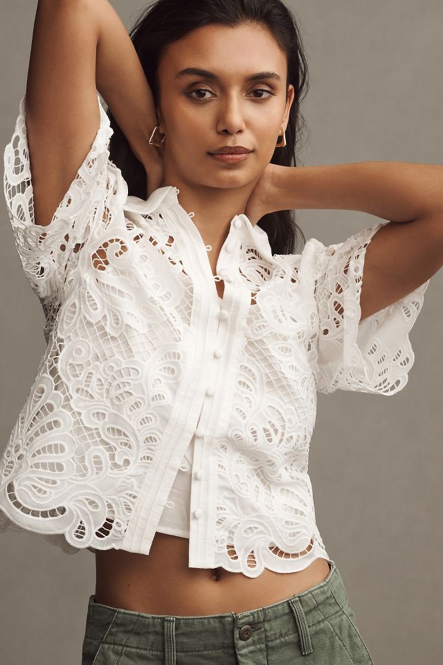 Aureta Studio Imani Lace Top | Anthropologie