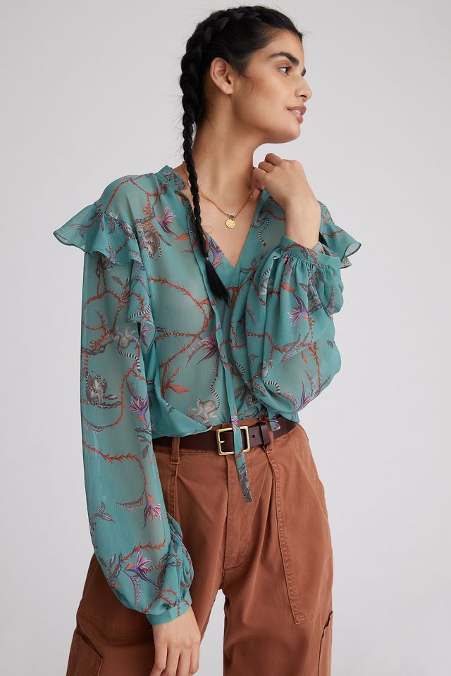 Caballero Sheer Ruffled Blouse | Anthropologie