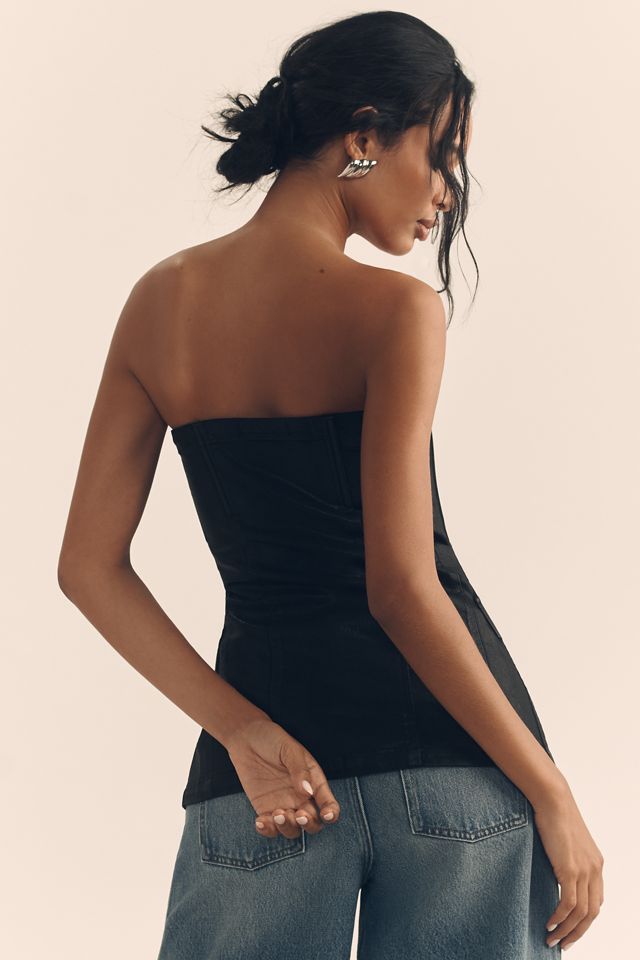 Favorite Daughter Phoebe Faux-Leather Strapless Top #2