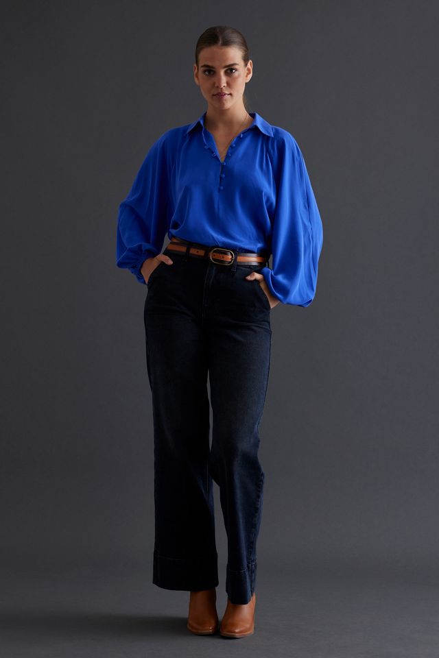 Silk Balloon Sleeve Blouse #1