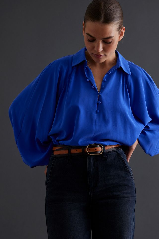 Silk Balloon Sleeve Blouse #2