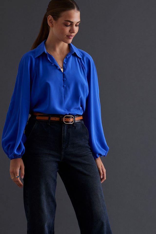 Silk Balloon Sleeve Blouse #4