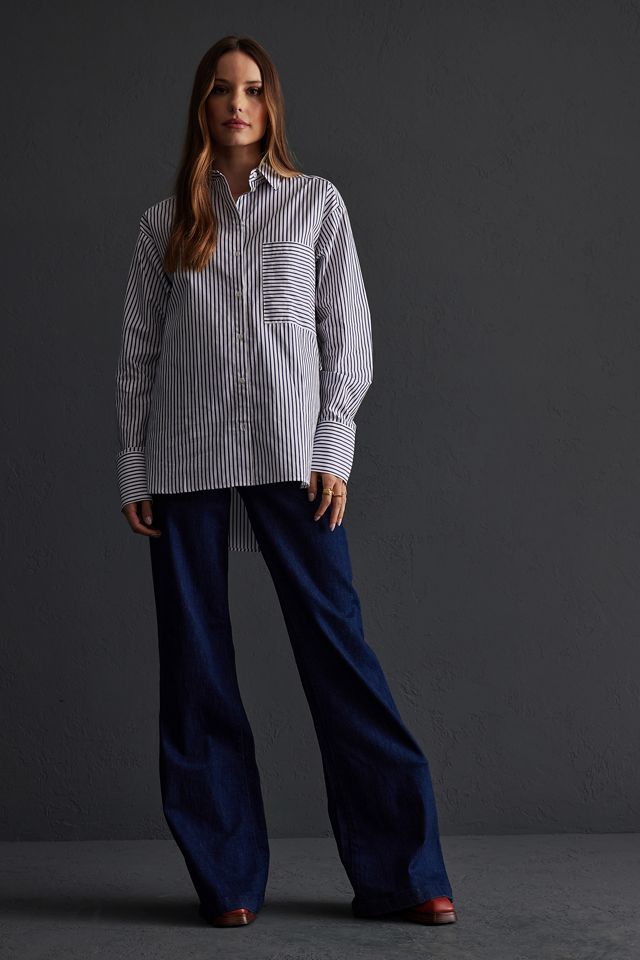 Stripe Boyfriend Cotton Shirt main image 1