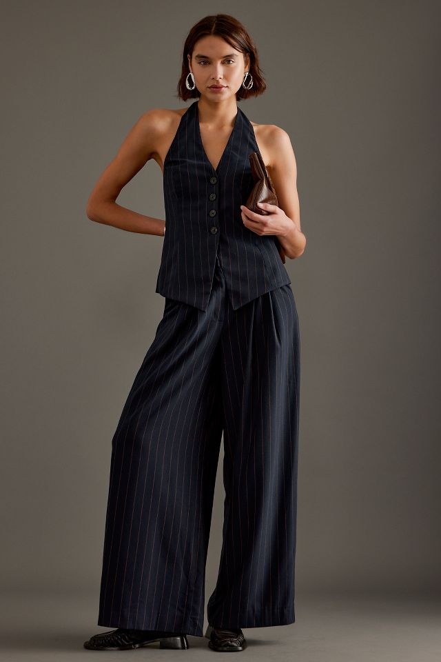 Pinstripe wide leg pants hotsell