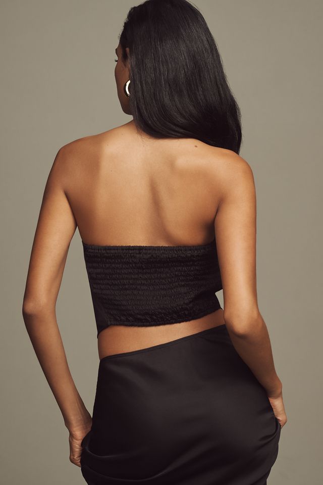 By Anthropologie Strapless Satin Scarf Top #2