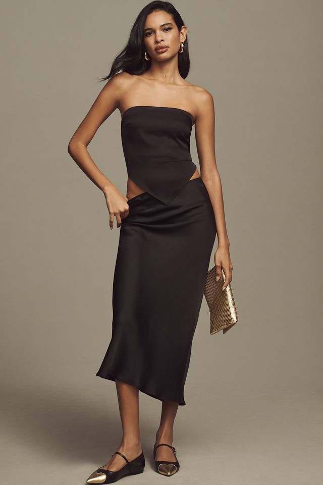 By Anthropologie Strapless Satin Scarf Top #3