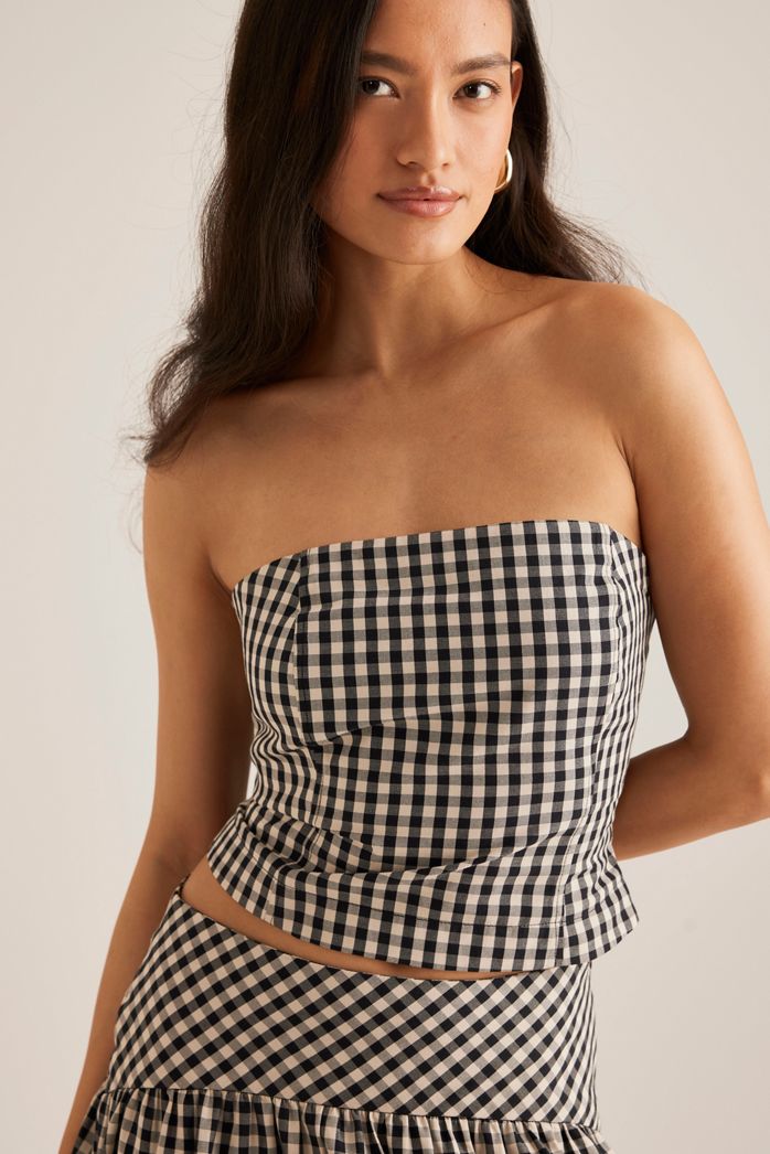 By Anthropologie Gingham Bandeau Top