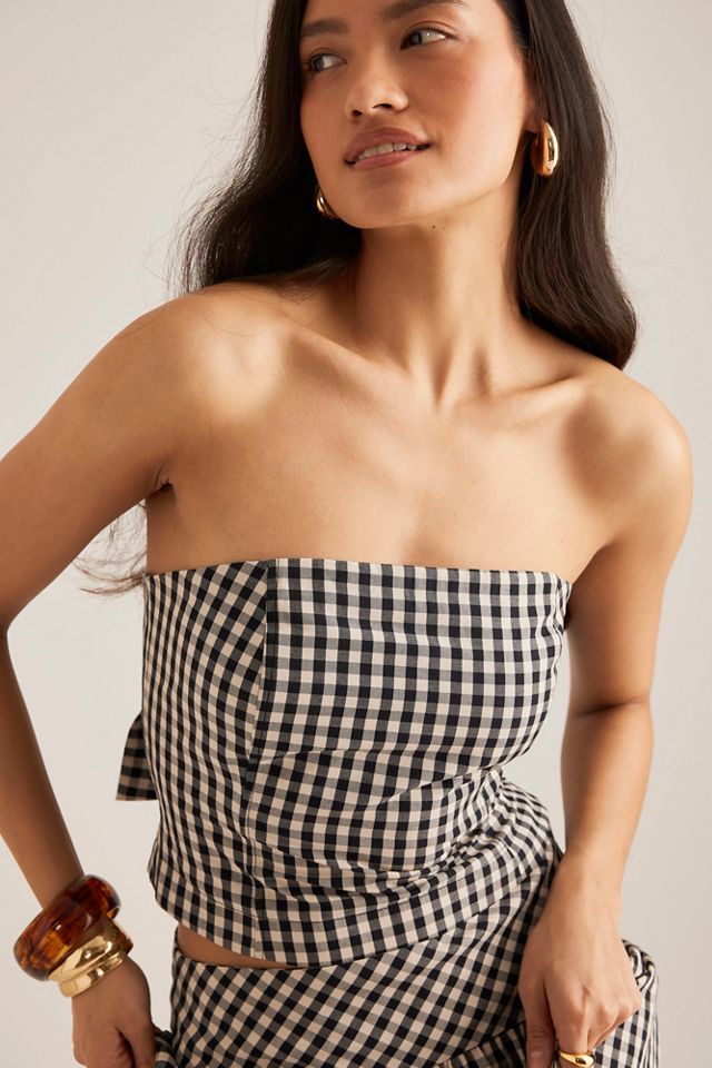 Top bandeau à carreaux By Anthropologie #6
