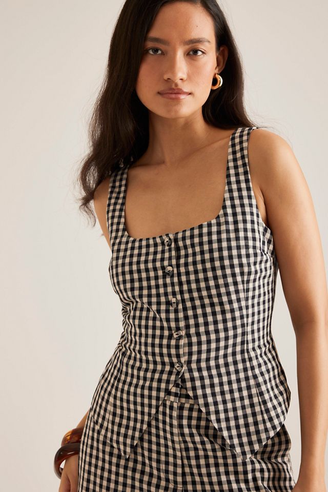 By Anthropologie Gingham Waistcoat #1