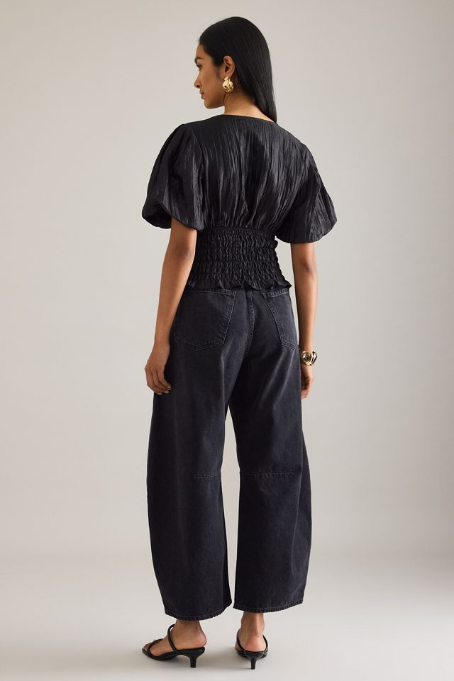 By Anthropologie Puff-Sleeve Shirred Waist Blouse #1