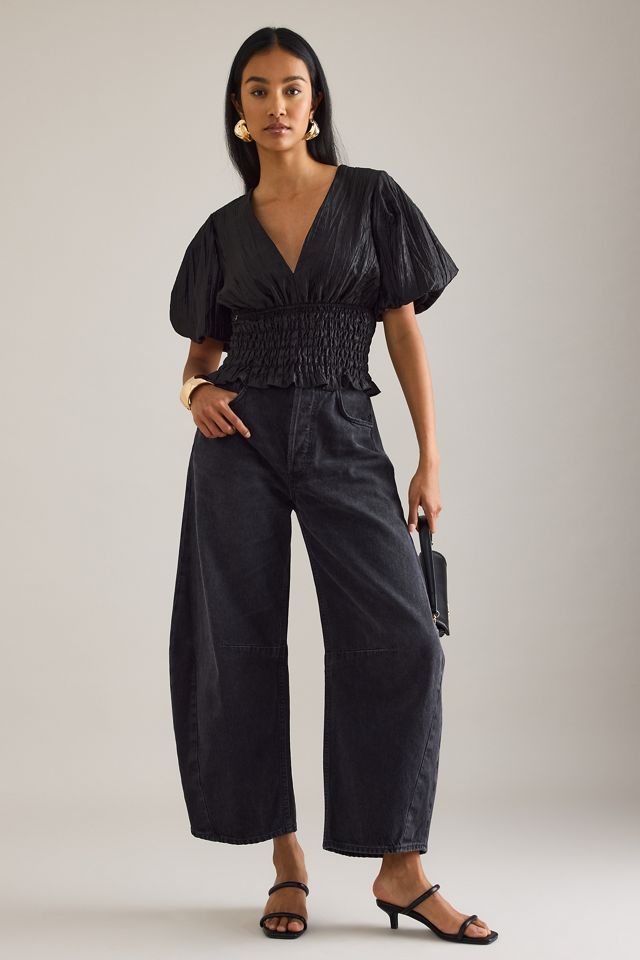 By Anthropologie Puff-Sleeve Shirred Waist Blouse #2