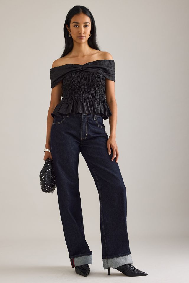 By Anthropologie Schulterfreies Oberteil mit Raffung #2