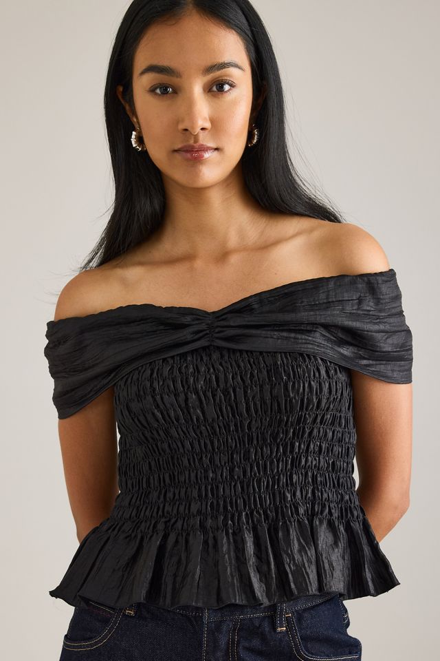 By Anthropologie Schulterfreies Oberteil mit Raffung #4