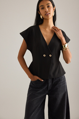 By Anthropologie V-Neck Short-Sleeve Waistcoat