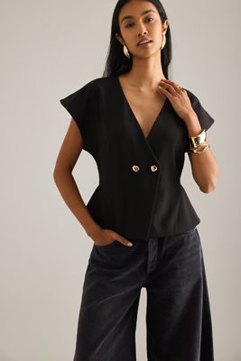 By Anthropologie V-Neck Short-Sleeve Waistcoat