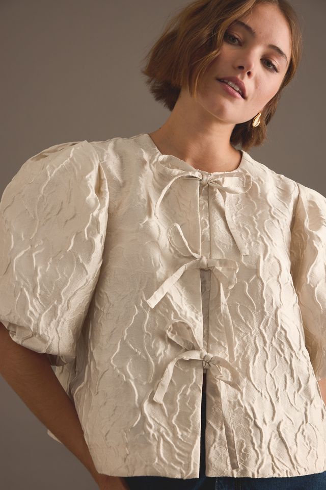 Blouse à manches bouffantes en jacquard Maeve #3