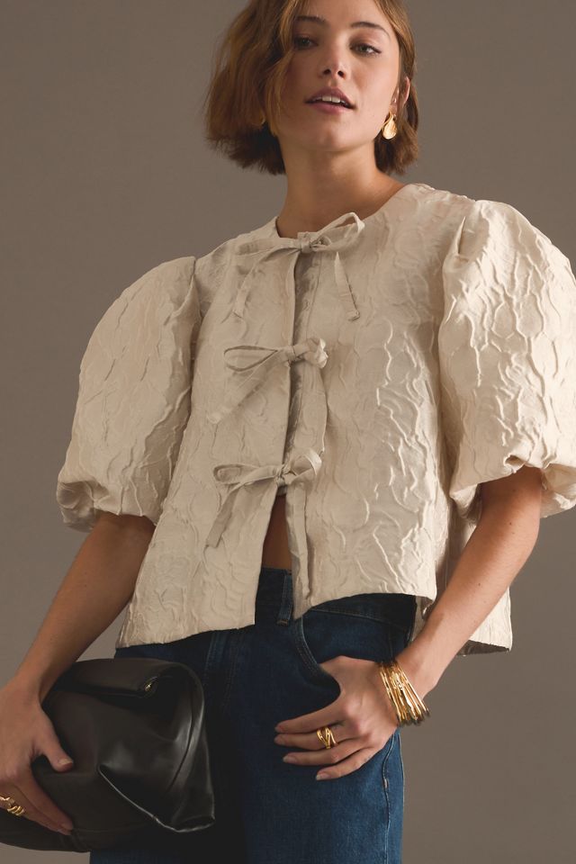 Blouse à manches bouffantes en jacquard Maeve #4
