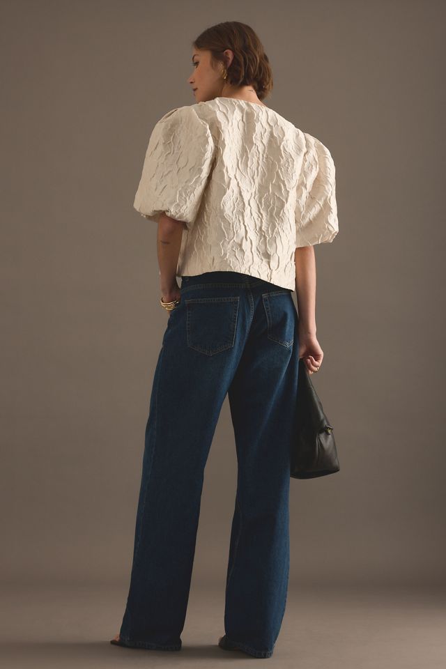 Blouse à manches bouffantes en jacquard Maeve #1