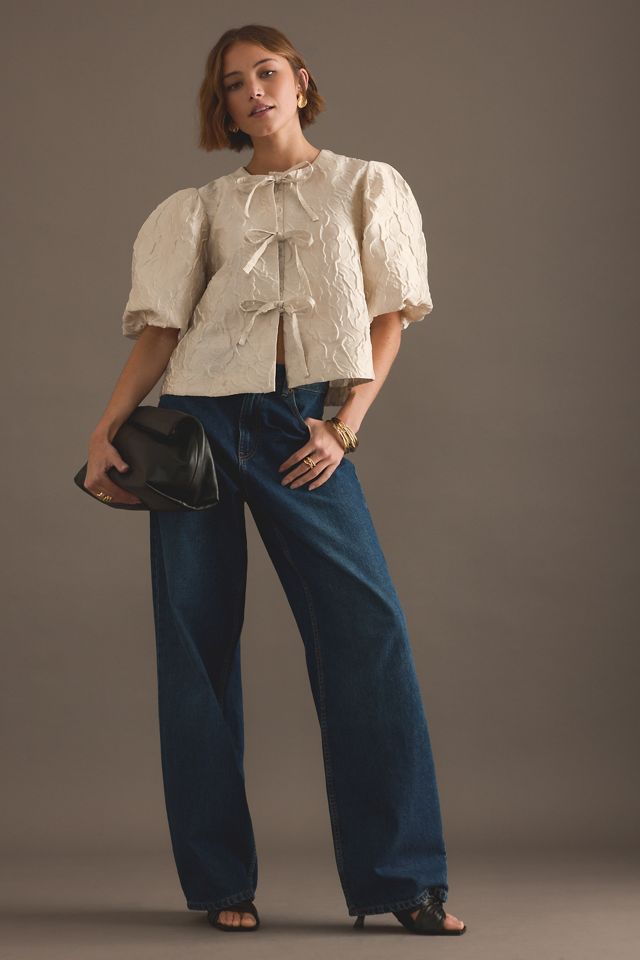 Blouse à manches bouffantes en jacquard Maeve #2
