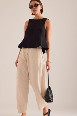 By Anthropologie Linen-Blend Swing Top