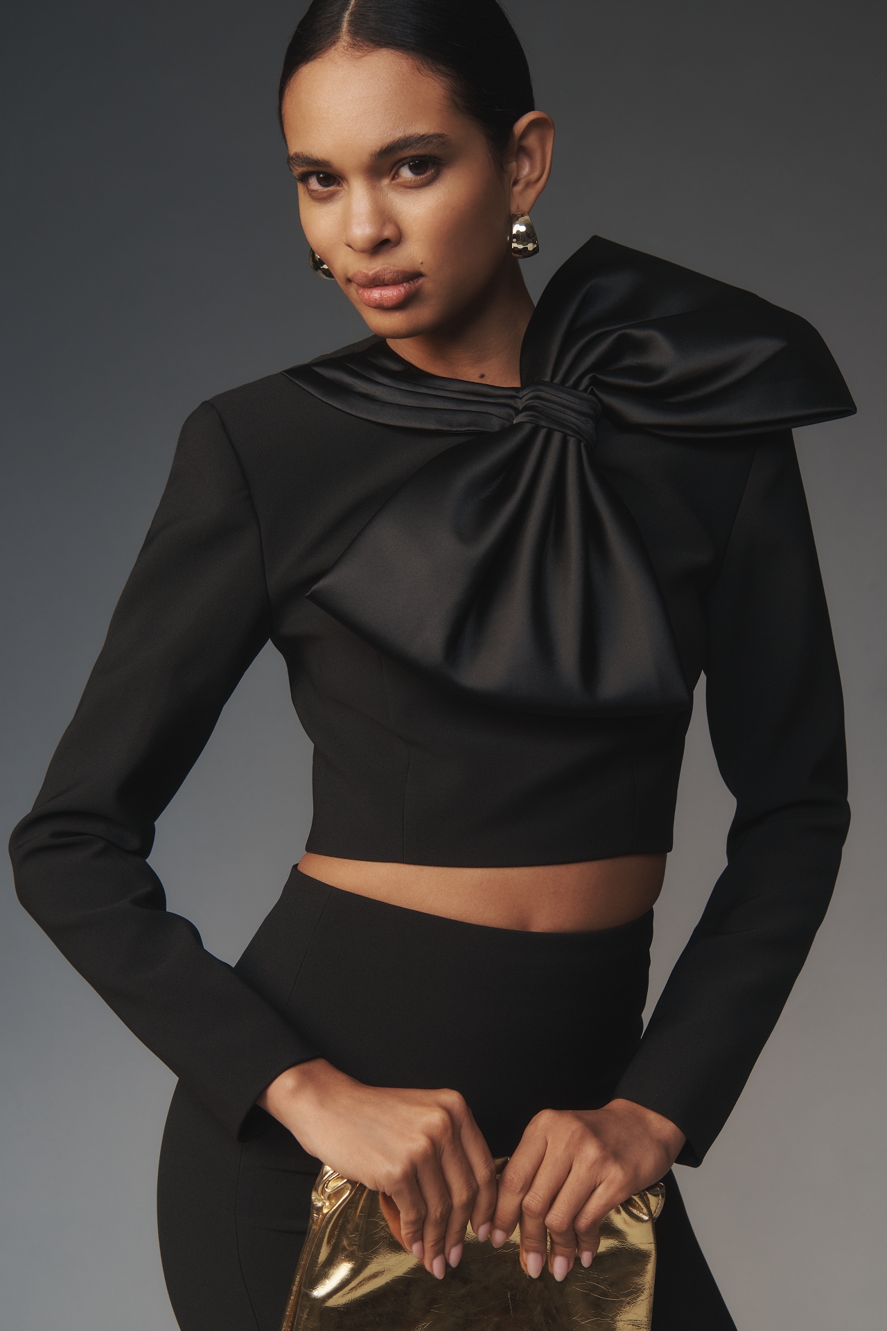 Ronny Kobo Arlet Oversized Bow Long-Sleeve Top