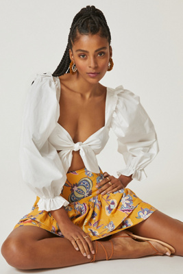Allina Lui Allina Liu Puff-sleeve Crop Top In White