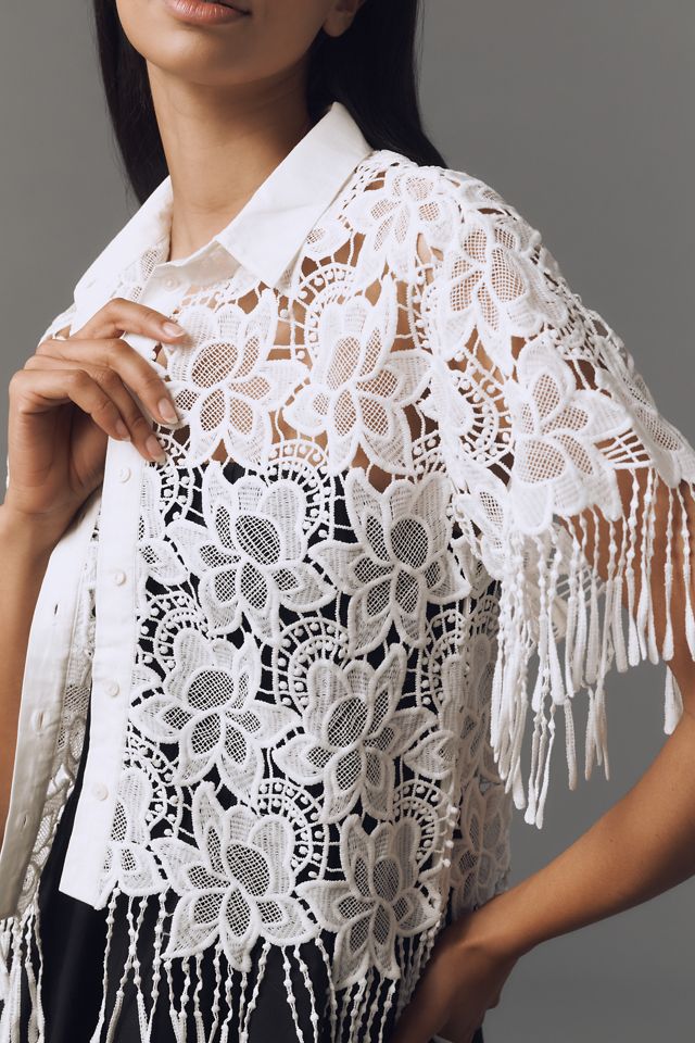 Walter Baker Ollie Short-Sleeve Lace Fringe Top #3
