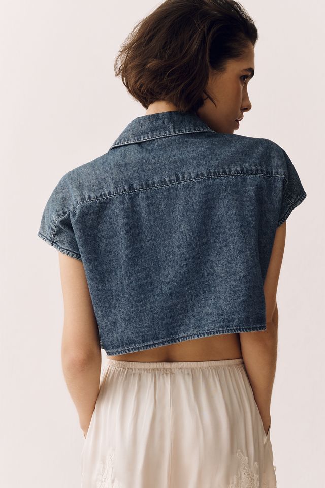 Walter Baker Bryce Denim Crop Buttondown Top | Anthropologie