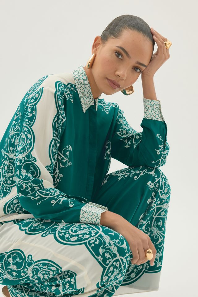 By Anthropologie Printed Long-Sleeve Blouse #3