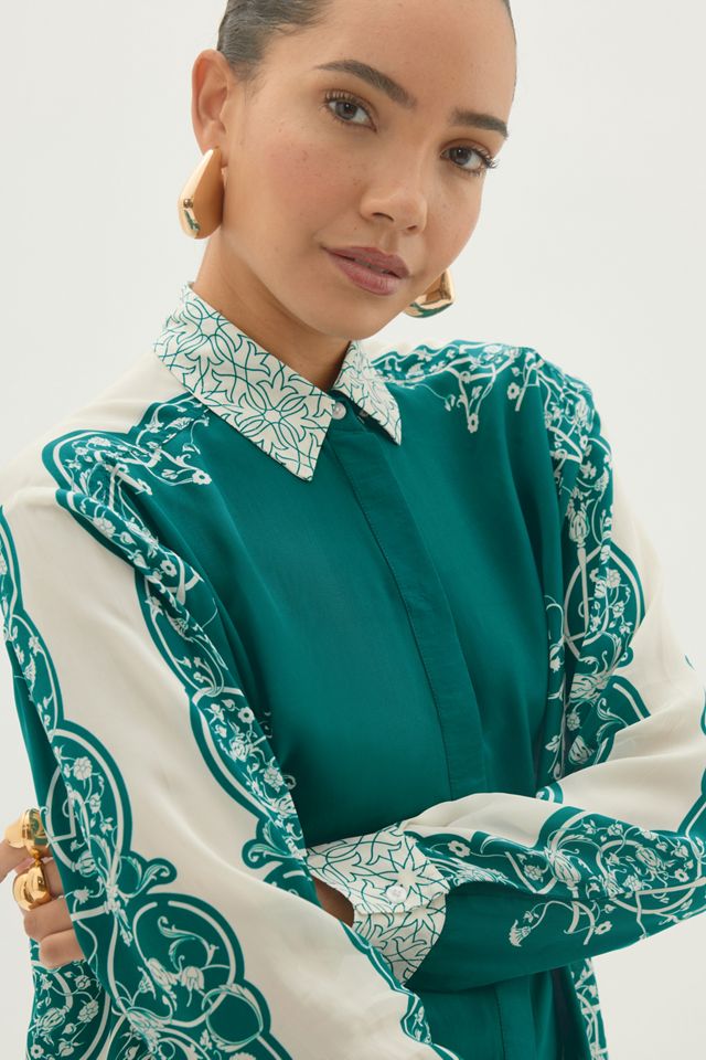 By Anthropologie Printed Long-Sleeve Blouse #4