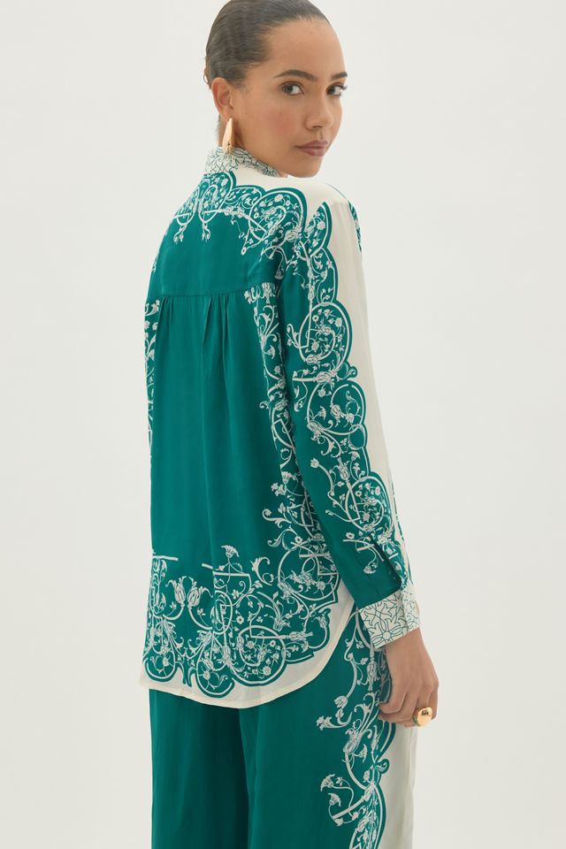 By Anthropologie Printed Long-Sleeve Blouse #1