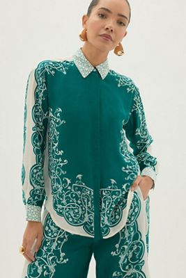 By Anthropologie Bedruckte Langarm-Bluse