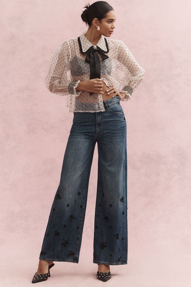 Mille Greta Sheer Tie-Neck Top #3