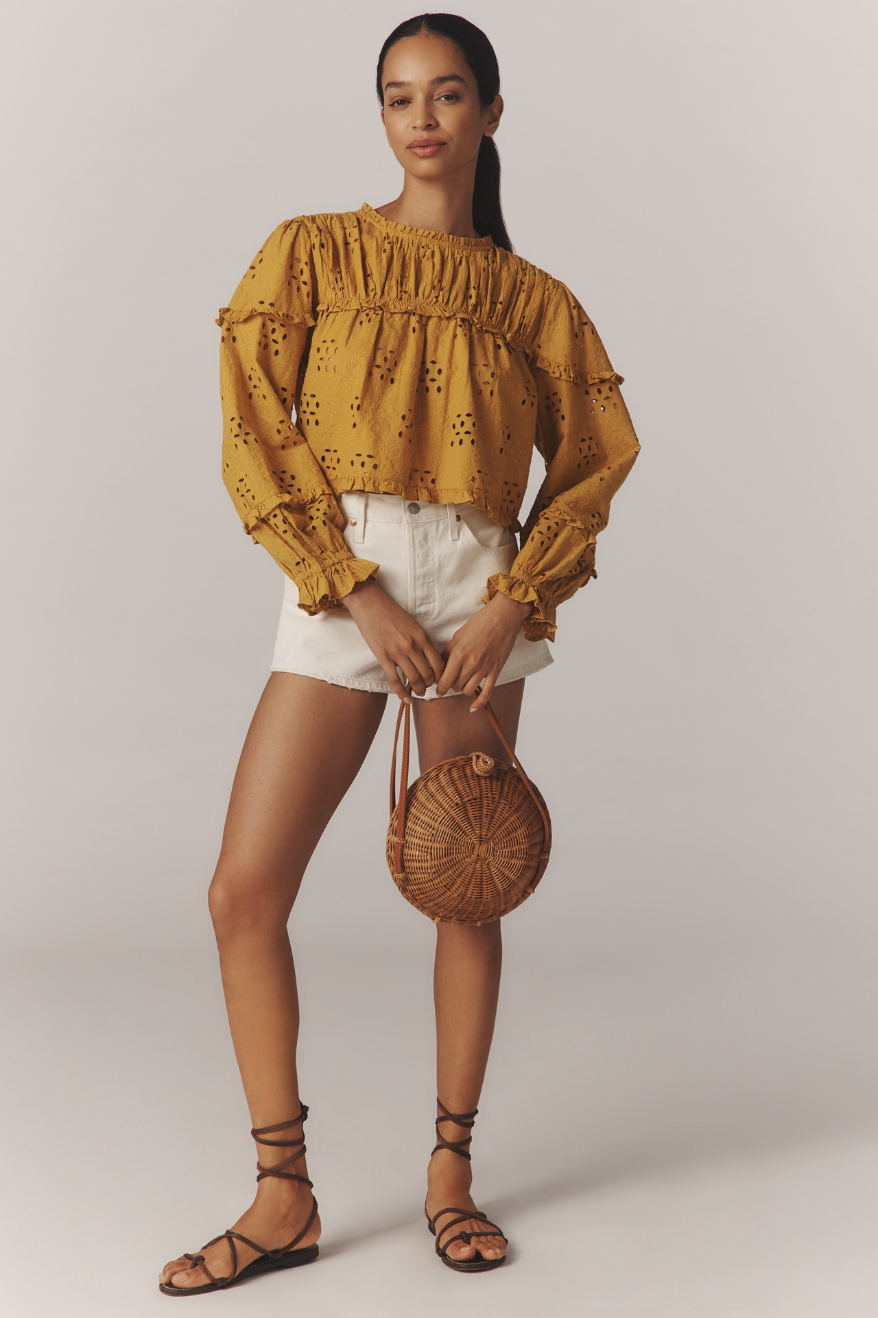 Mille Thea Eyelet Long-Sleeve Top