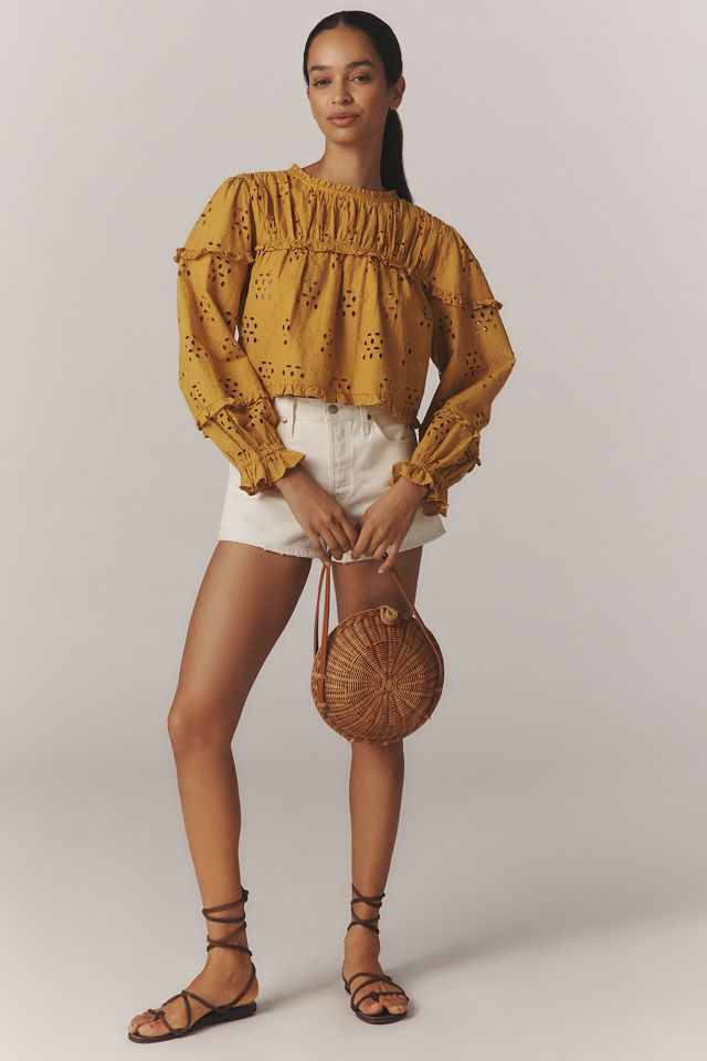 Mille Thea Eyelet Long-Sleeve Top #1