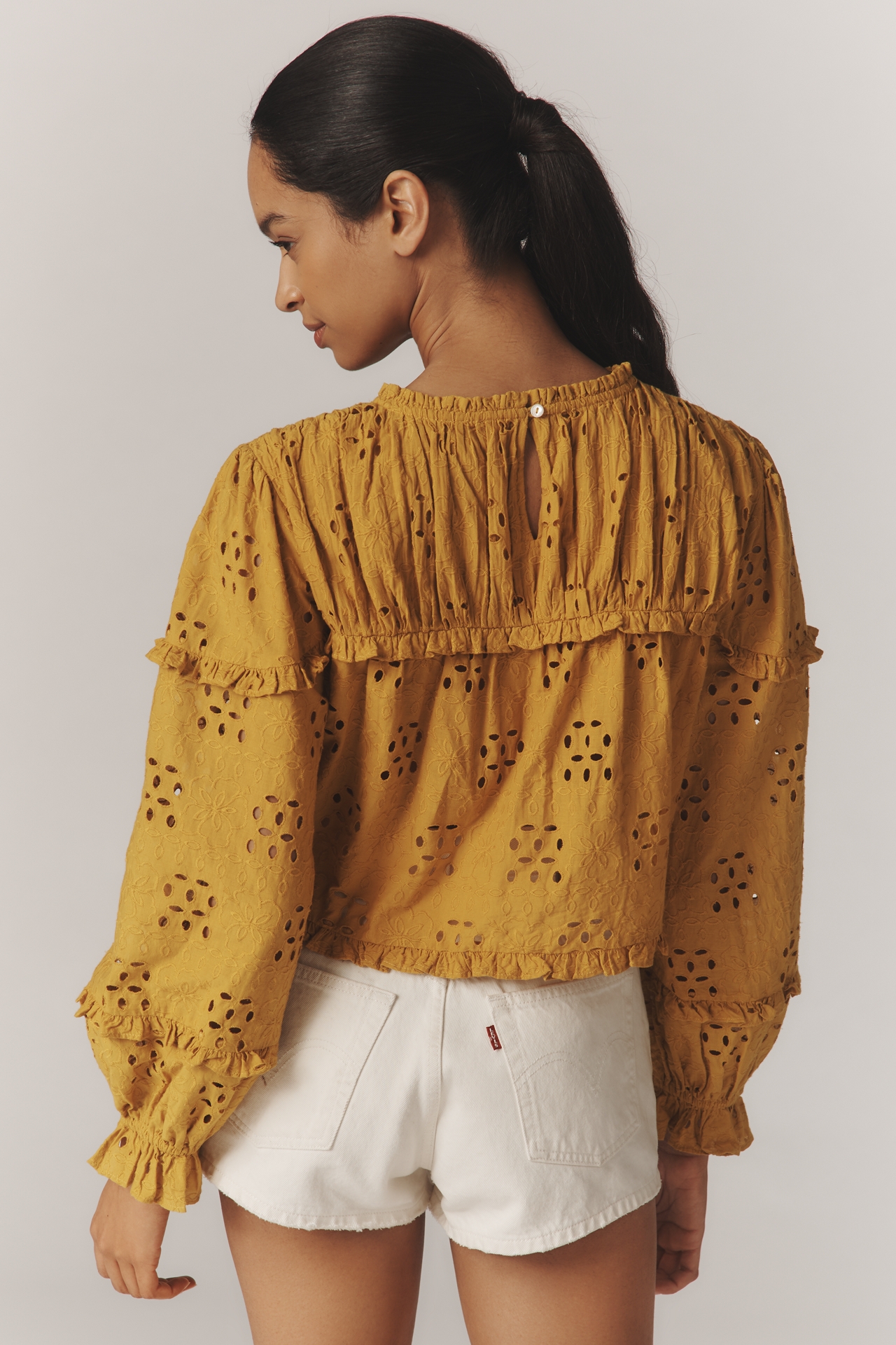Mille Thea Eyelet Long-Sleeve Top